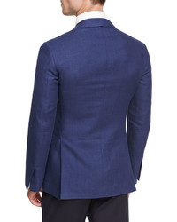 Ralph Lauren Herringbone Linen Wool Sport Coat Blue