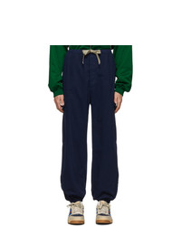 Gucci Blue Herringbone Cargo Pants
