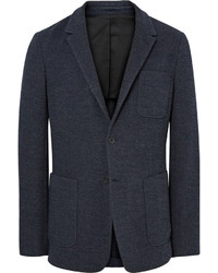 Navy Herringbone Cotton Blazer