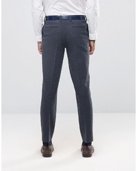 Asos Slim Suit Pants In Navy Herringbone