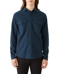 Navy Herringbone Flannel Long Sleeve Shirt