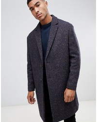 ASOS DESIGN Wool Mix Overcoat In Herringbone In Brown