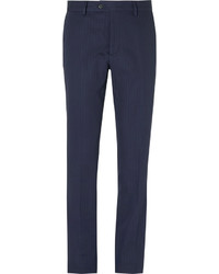Caruso Slim Fit Herringbone Cotton And Linen Blend Trousers