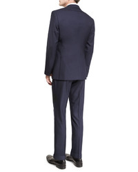 Giorgio Armani Taylor Textured Herringbone Wool Suit Navy