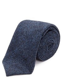 Navy Herringbone Wool Tie