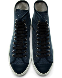 Common Projects Blue Canvas Tournat High Top Sneakers