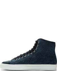 Common Projects Blue Canvas Tournat High Top Sneakers