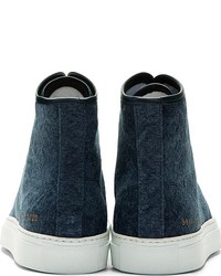 Common Projects Blue Canvas Tournat High Top Sneakers