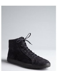 Tod's Navy Brushed Leather High Top Lace Up Sneakers