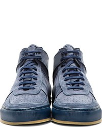 Common Projects Navy Nubuck Basketball High Top Sneakers