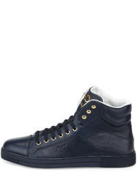 Salvatore Ferragamo Stephen 2 Calfskin High Top Sneaker Navy