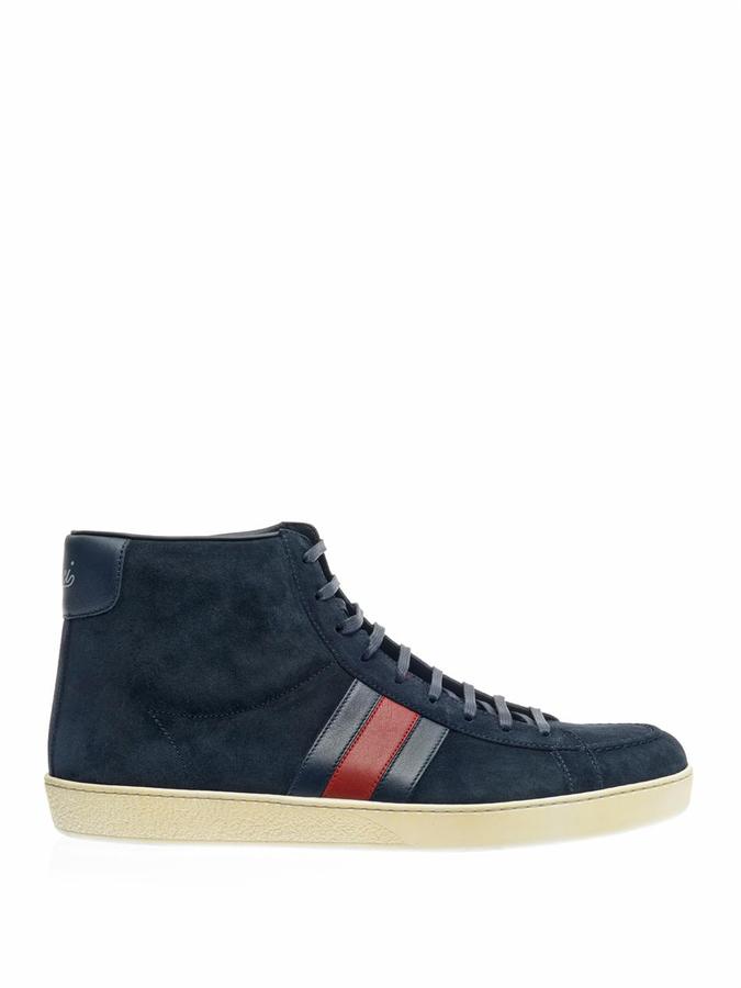 Gucci Suede High Top Trainers, $531 