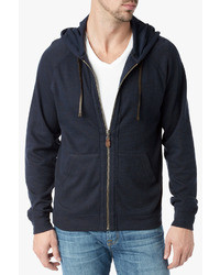 7 For All Mankind Raw Edge Hoodie In Midnight Navy