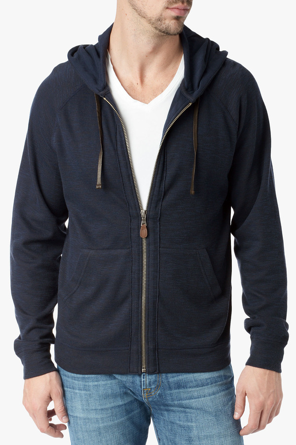 7 For All Mankind Raw Edge Hoodie In Midnight Navy, $198 | 7 For All ...