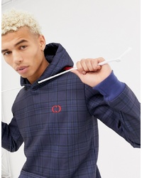 Criminal Damage Check Hoodie In Navy With