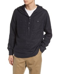 Vince Classic Fit Popover Linen Hoodie In Coastal At Nordstrom