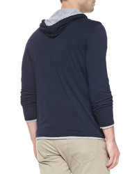 Vince Double Layer Hoodie Pullover Navy