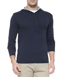 Vince Double Layer Hoodie Pullover Navy