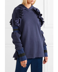 Maggie Marilyn Follow My Lead Ruffled Cotton Fleece Hooded Sweatshirt