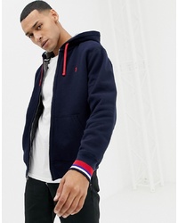 Polo Ralph Lauren Full Zip Borg Lined Hoodie With Player Logo In Navy