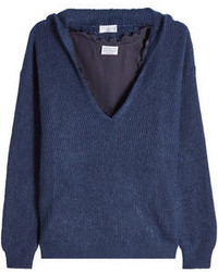 Brunello Cucinelli Knit Hoody With Satin Top