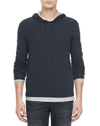 Vince Layered Pullover Hoodie Navy