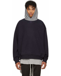 Fear Of God Navy And Grey Heavy Terry Everyday Hoodie
