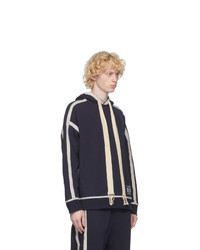 Loewe Navy And Off White Anagram Embroidered Hoodie