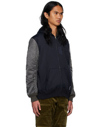 Comme des Garcons Homme Navy Gray Paneled Hoodie
