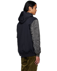 Comme des Garcons Homme Navy Gray Paneled Hoodie