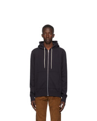 Naked and Famous Denim Navy Heavyweight Terry Zip Hoodie