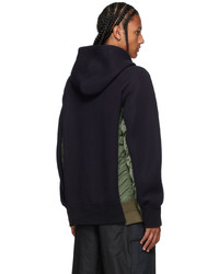 Sacai Navy Khaki Sponge Sweat Ma 1 Zip Up Hoodie