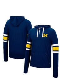 Colosseum Navy Michigan Wolverines Lebowski Hoodie Long Sleeve T Shirt At Nordstrom