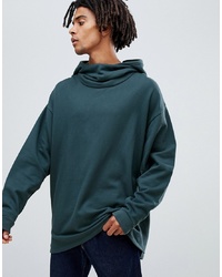 ASOS DESIGN Oversized Hoodie With Slouch Neck In Dark Blue