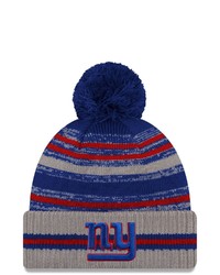 New Era Gray New York Giants 2021 Nfl Sideline Sport Pom Cuffed Knit Hat At Nordstrom