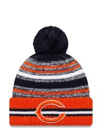 New Era Navyorange Chicago Bears 2021 Nfl Sideline Sport Official Pom Cuffed Knit Hat At Nordstrom