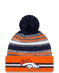 New Era Navyorange Denver Broncos 2021 Nfl Sideline Sport Official Pom Cuffed Knit Hat At Nordstrom