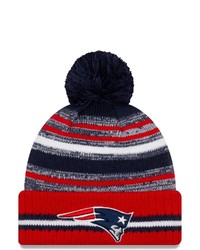 New Era Navyred New England Patriots 2021 Nfl Sideline Sport Official Pom Cuffed Knit Hat At Nordstrom