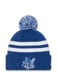 New Era Royal Indianapolis Colts Throwback Logo Cuffed Knit Hat With Pom At Nordstrom
