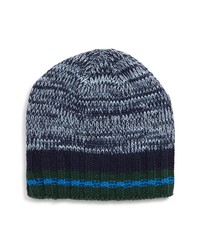 Nordstrom Stripe Wool Cashmere Knit Beanie In Navy Combo At