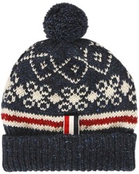 Thom Browne Wool Mohair Knit Beanie With Pompom