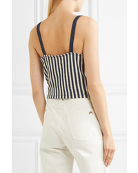 Madewell Chloe Striped Cotton Blend Wrap Top Navy