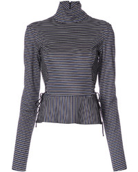 Tome High Neck Striped Blouse