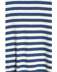 Bobeau Plus Size Stripe Rib Knit Cold Shoulder Top