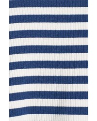 Bobeau Plus Size Stripe Rib Knit Cold Shoulder Top