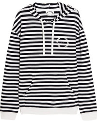 The Upside Rimini Striped Cotton Terry Hooded Top Navy