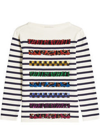 Marc Jacobs Striped Cotton Top With Sequins