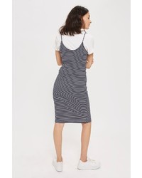 Topshop Strappy Midi Stripe Bodycon Dress