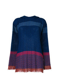 Navy Horizontal Striped Cable Sweater