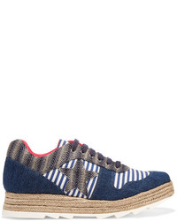 Navy Horizontal Striped Canvas Shoes